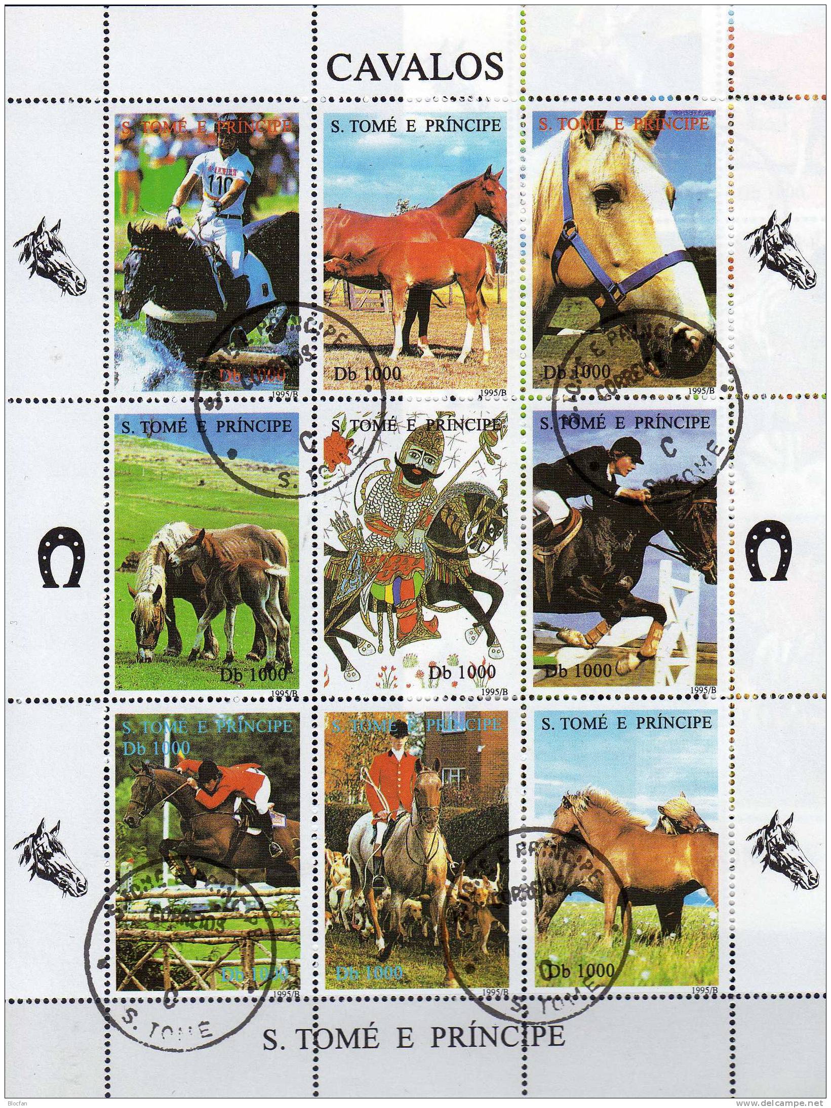 Pferde1995 St.Thomas/Prinzeninsel 1513/1 9-KB O 18€ Rappen Stute Fohlen Reit-Sport Horse Bloc Fauna Sheetlet Of Sao Tome - Ours