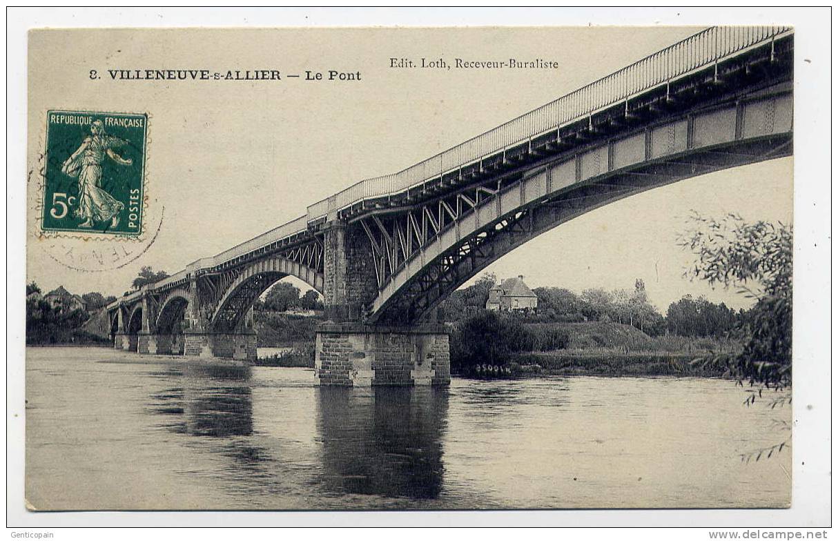 Q33 - VILLENEUVE-sur-ALLIER - Le Pont  (1910) - Autres & Non Classés