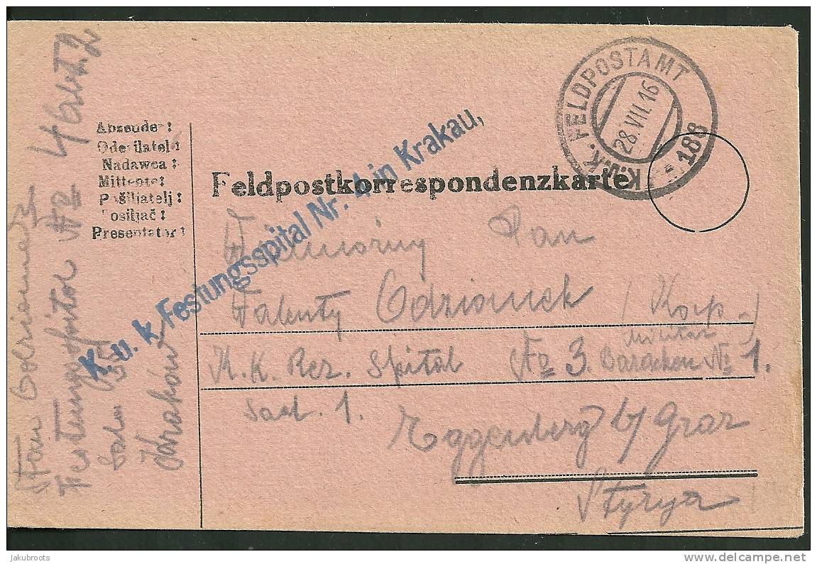 POLAND, AUSTRIAN  OCCUPATION  STATIONARY  K.u.K  FELDPOSTAMT 188 - Briefe U. Dokumente