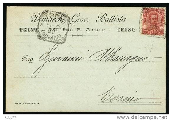 1900 Italy. Postal Card. Trino 1.Dec.00 (Novara).  (G15b022) - Interi Postali