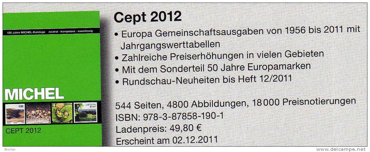 Briefmarken Katalog MlCHEL CEPT 2012 Neu 50€ Jahrgangstabelle Europa Vorläufer NATO EFTA KSZE Symphatie-Ausgaben - Collections