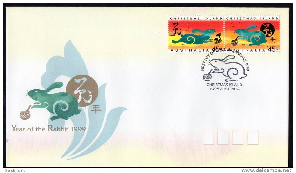 Christmas Island 1999 Year Of The Rabbit FDC - Christmas Island