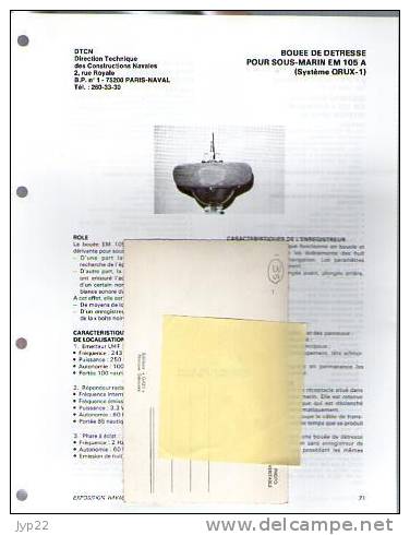 Fiche Marine Nationale Bateau Bouée De Détresse Pour Sous Marin EM 105 A Système QRUX-1 - Equipement