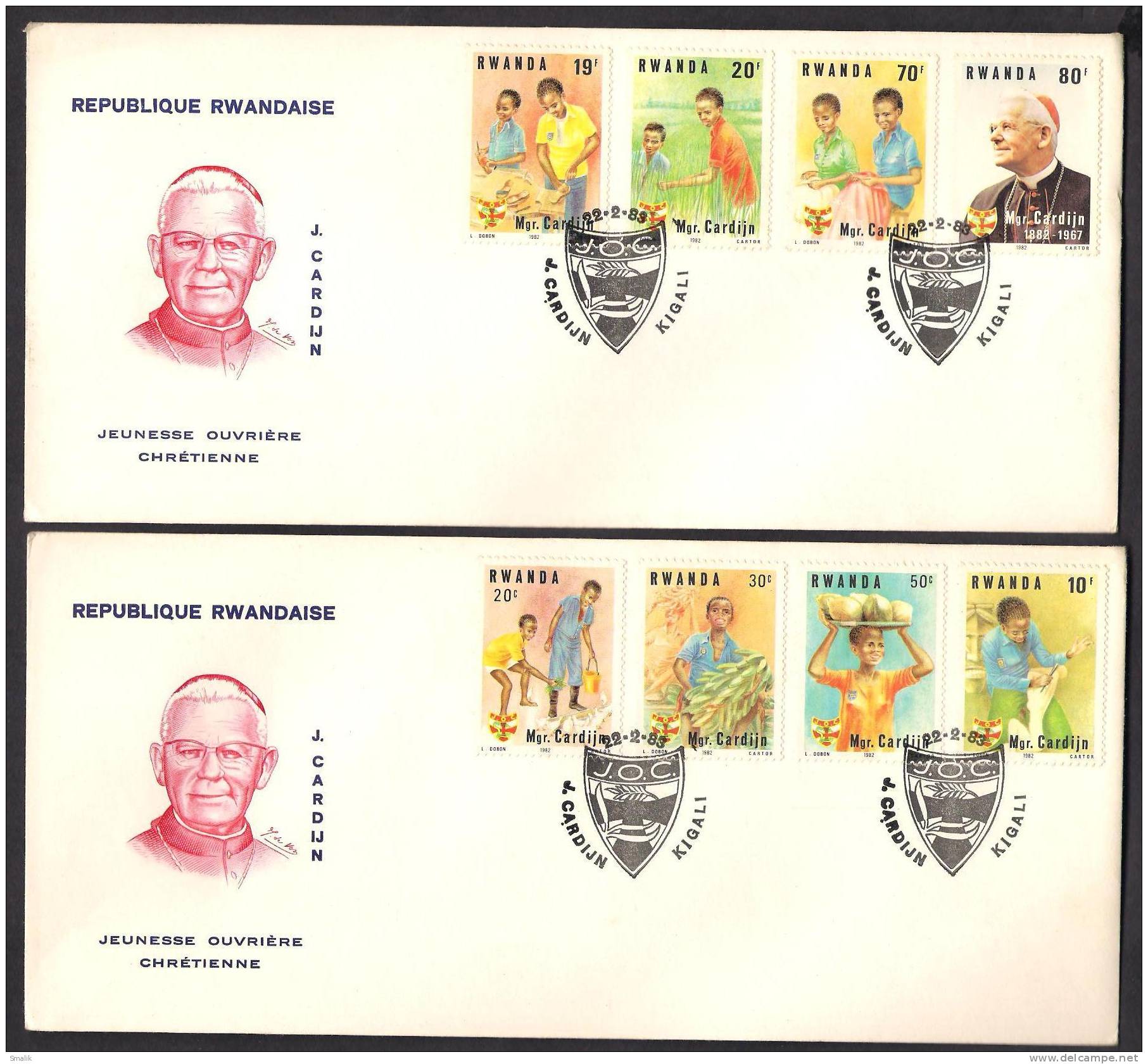 RWANDA 1983 FDC - Agriculture, Poultry, Full Set On 2 First Day Cover - 1980-1989