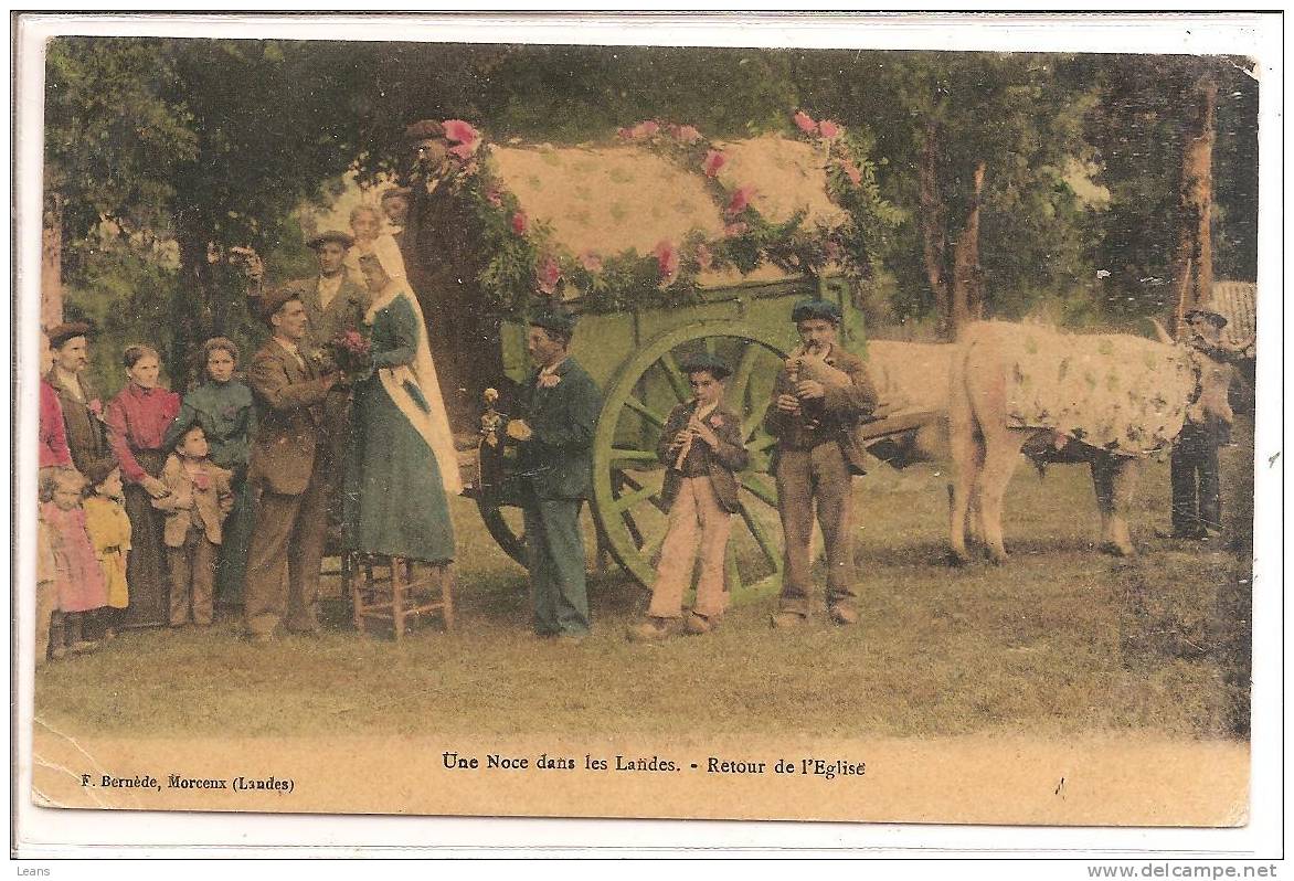 UNE NOCE DANS LES LANDES Chariot Attelage De Boeufs Décoré - Personnages