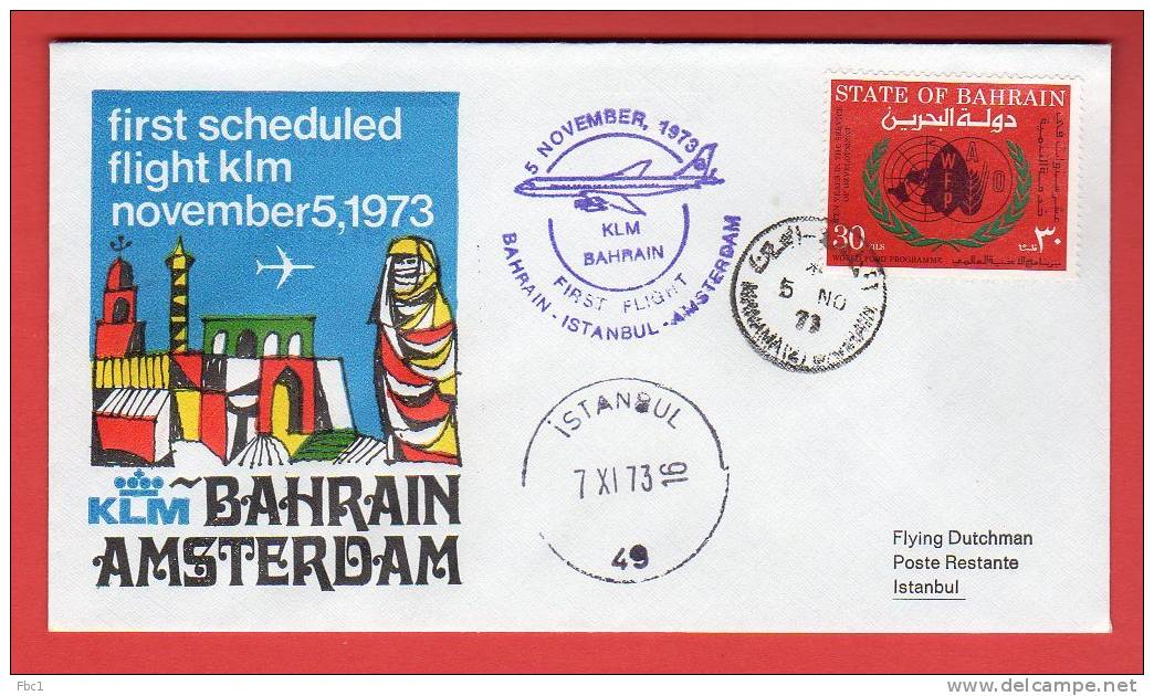 Bahrein (Bahrain) - First Flight KLM  Bahrain-Istanbul -  05/11/1973 - Bahreïn (1965-...)