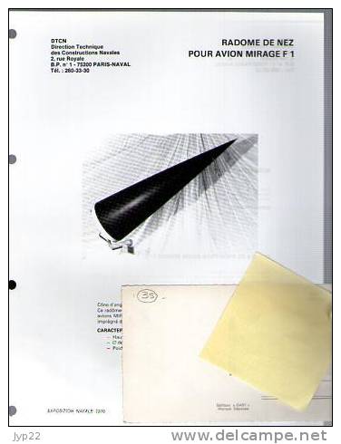 Fiche Marine Nationale Radome De Nez Pour Avion Mirage F 1 - Protection Du Radar De Conduite De Tir Des Avions - Equipement