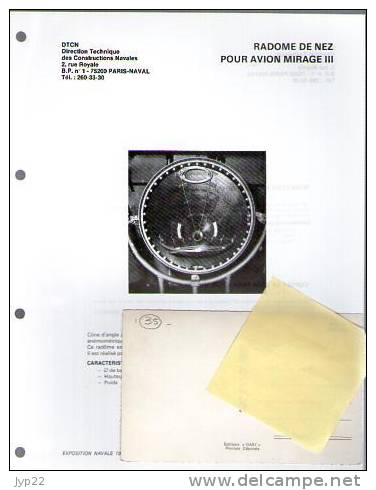 Fiche Marine Nationale Radome De Nez Pour Avion Mirage III - Protection Du Radar De Conduite De Tir Des Avions - Equipment