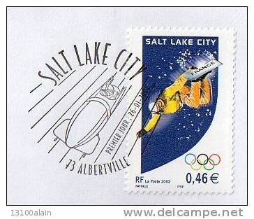 Enveloppe FDC Timbre France Obl Albertville 26.1.2002 JO SALT LAKE CITY Bobsleigh Bobsled Jeux Olympiques Sport D'hiver - Inverno2002: Salt Lake City