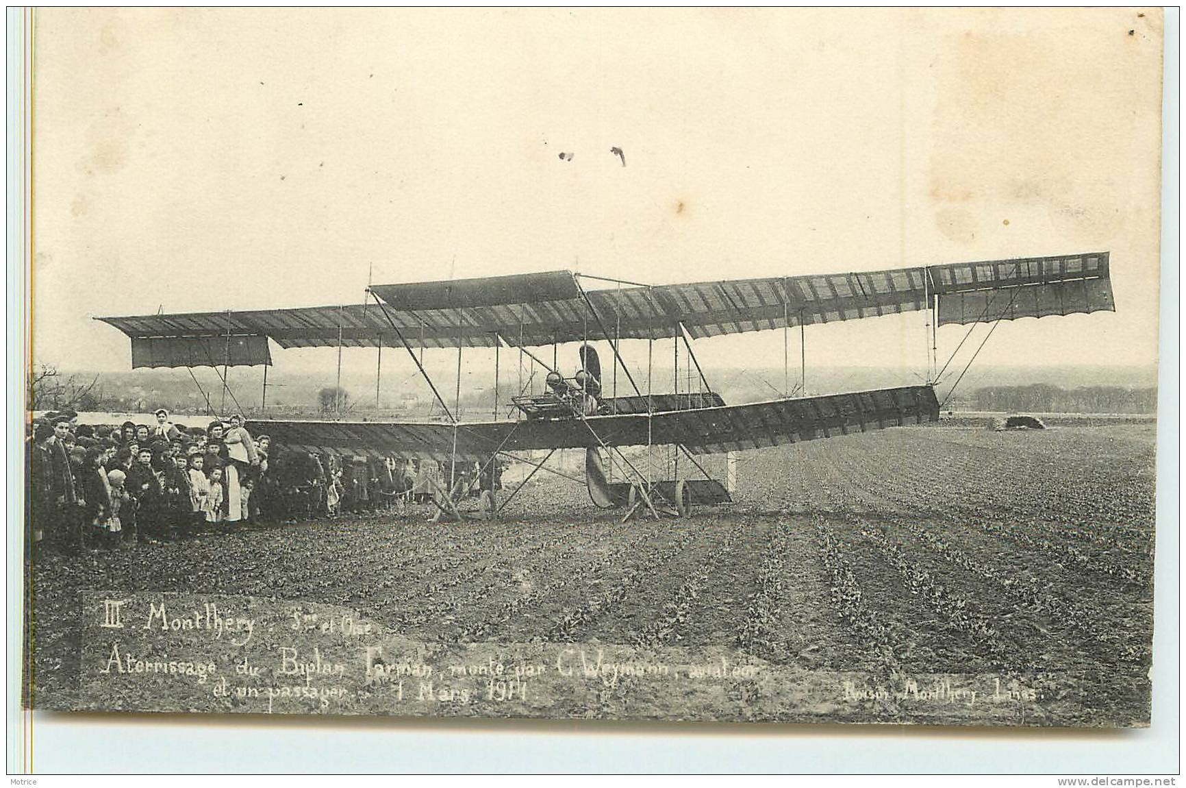 MONTLHERY   -  Aterrissage Du Biplan Farman,piloté Par G Weymann. - Aérodromes