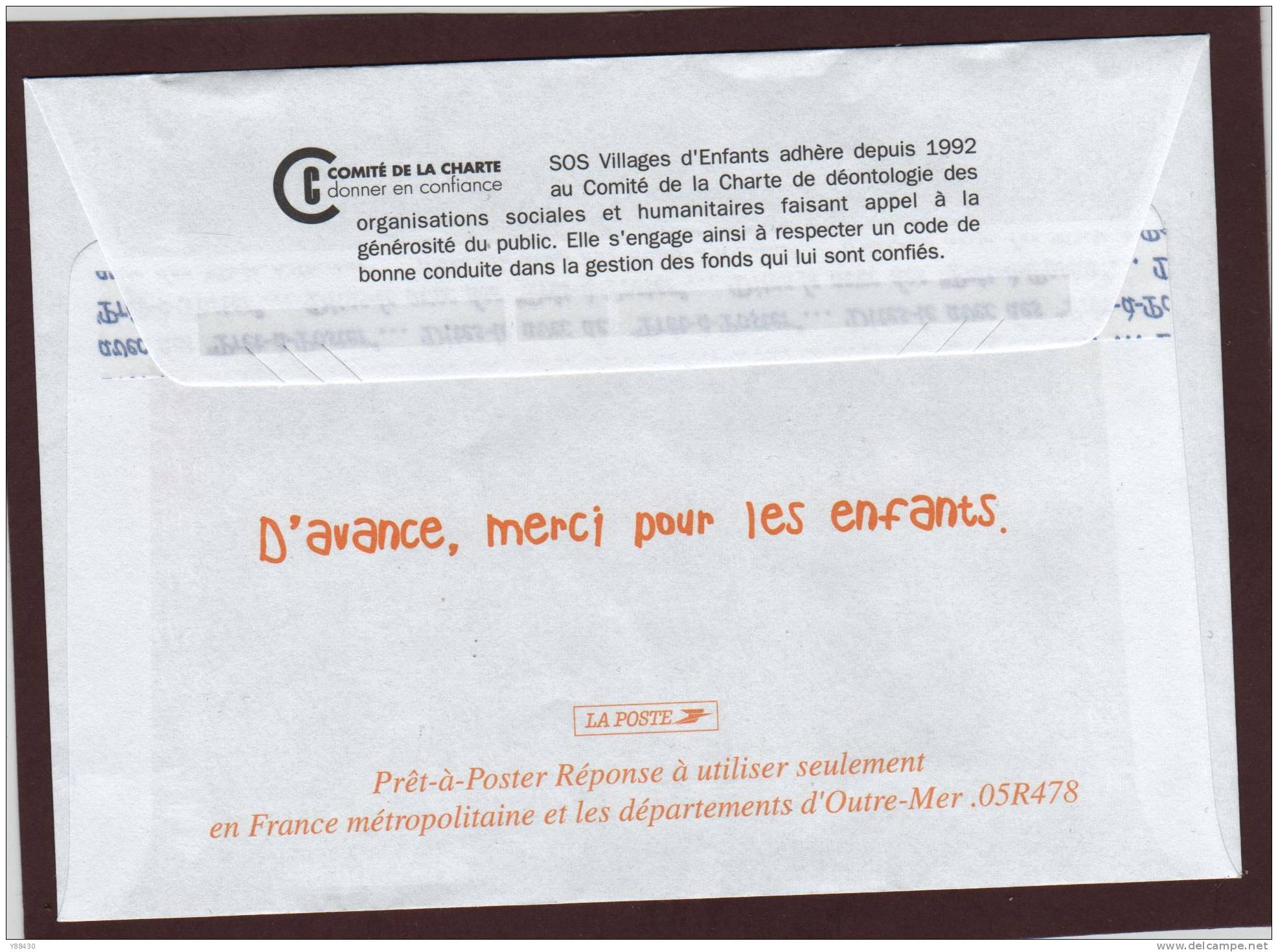 3734a De 2005 - PAP - Neuf ** - SOS . Villages D´Enfants -N° Au Dos 05 R 478 - Prêts-à-poster: Réponse /Lamouche