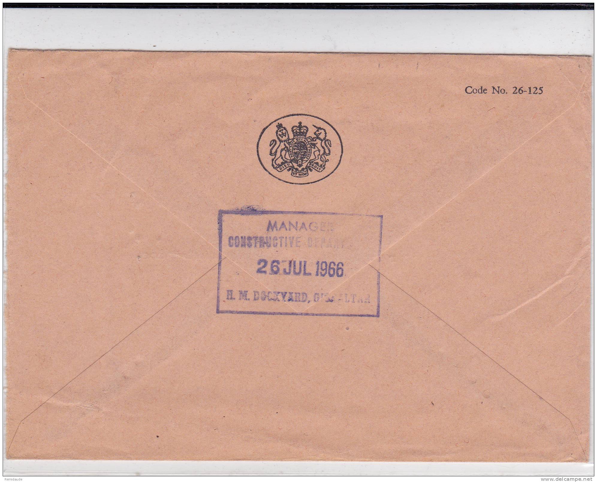 1966 - LIGNE MARITIME ANGLAISE - ENVELOPPE De GIBRALTAR Pour L'ANGLETERRE - Gibraltar