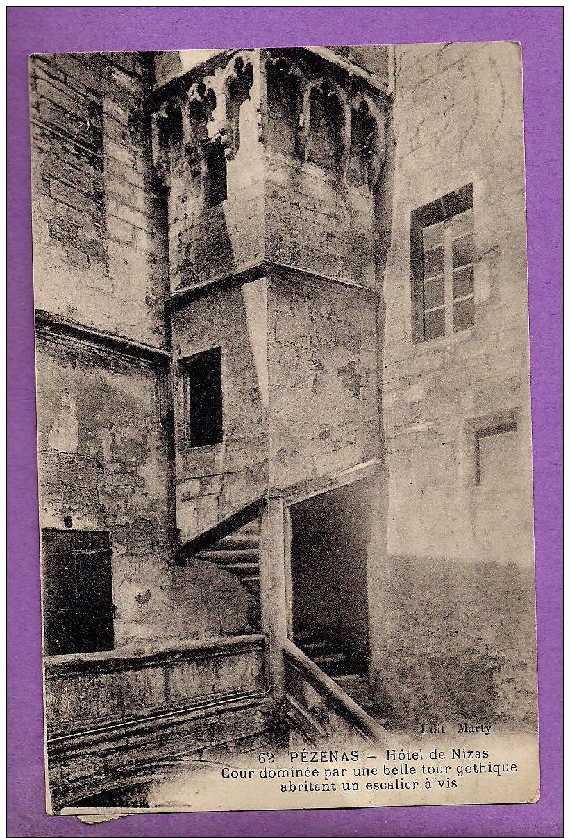 Dépt 34 - PEZENAS - Hôetl De Nizas - Cour Dominée Par Tour Gothique Avec Escalier à Vis - Oblitérée En 1936 - Pezenas