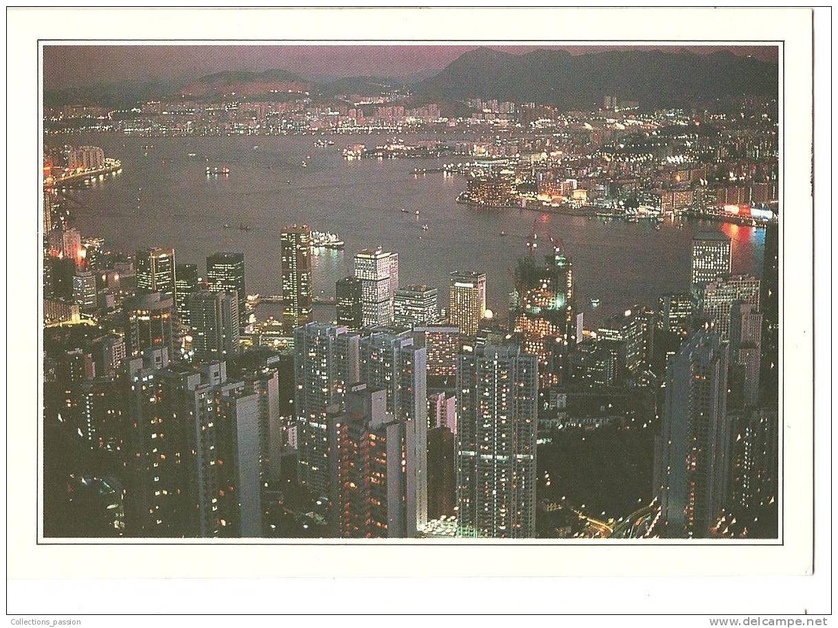 CP, Chine, Hong-Kong, Les Immeubles De Victoria Et Kowloon, Suivi D'explications, 1993, Voyagée - China (Hongkong)