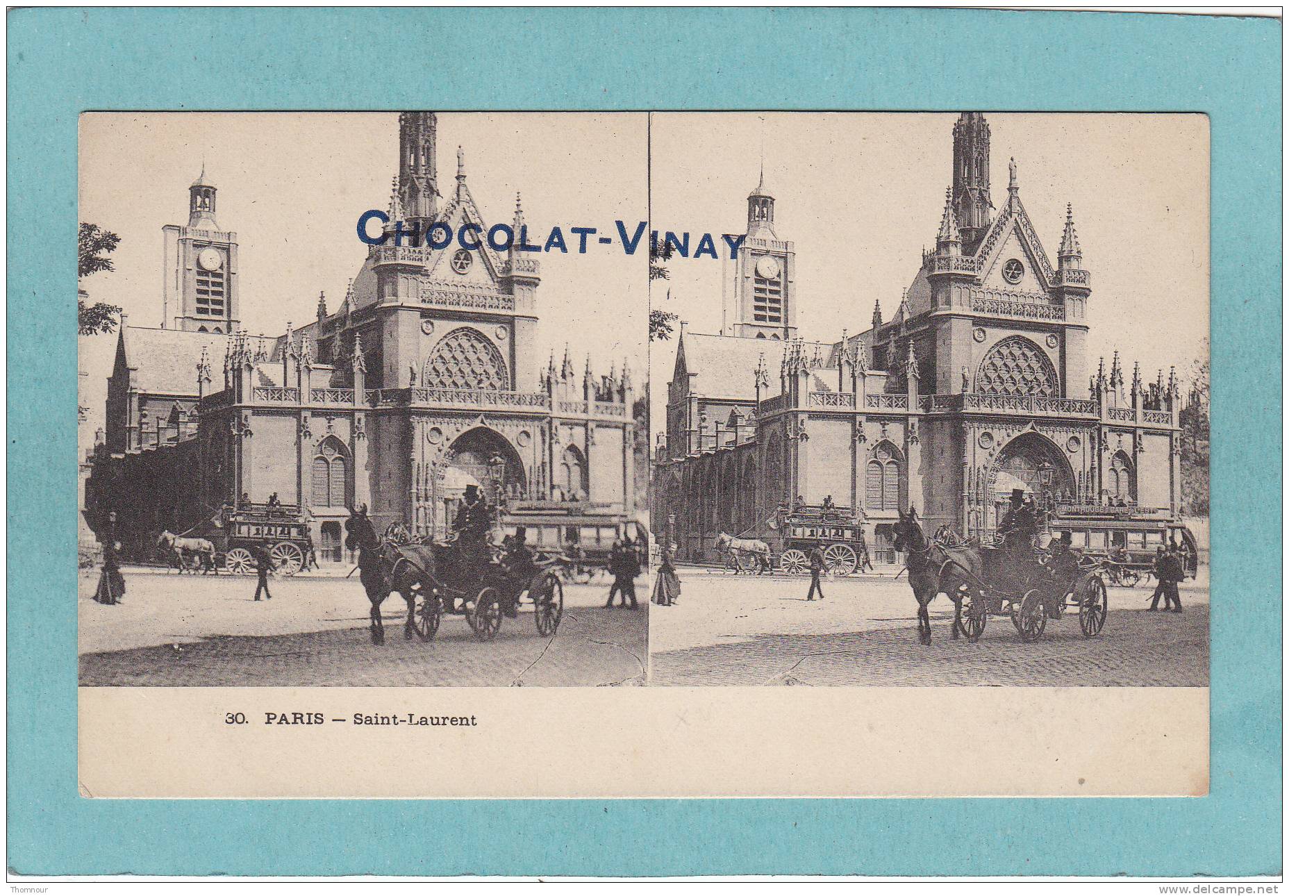 75  -  PARIS  -  Saint-Laurent  -  ( CHOCOLAT-VINAY )  -  BELLE  CARTE STEREO  - - Stereoskopie