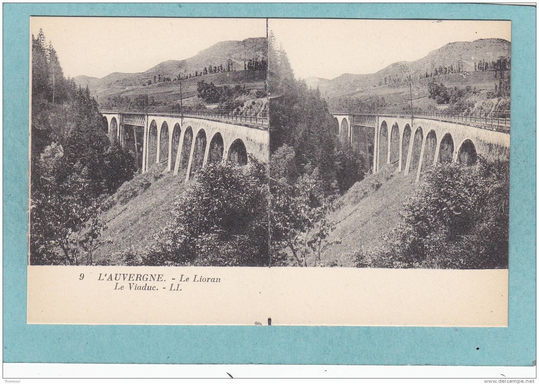 L ´ AUVERGNE.  -  Le Lioran  -   Le  Viaduc.  -  BELLE  CARTE STEREO  - - Cartes Stéréoscopiques