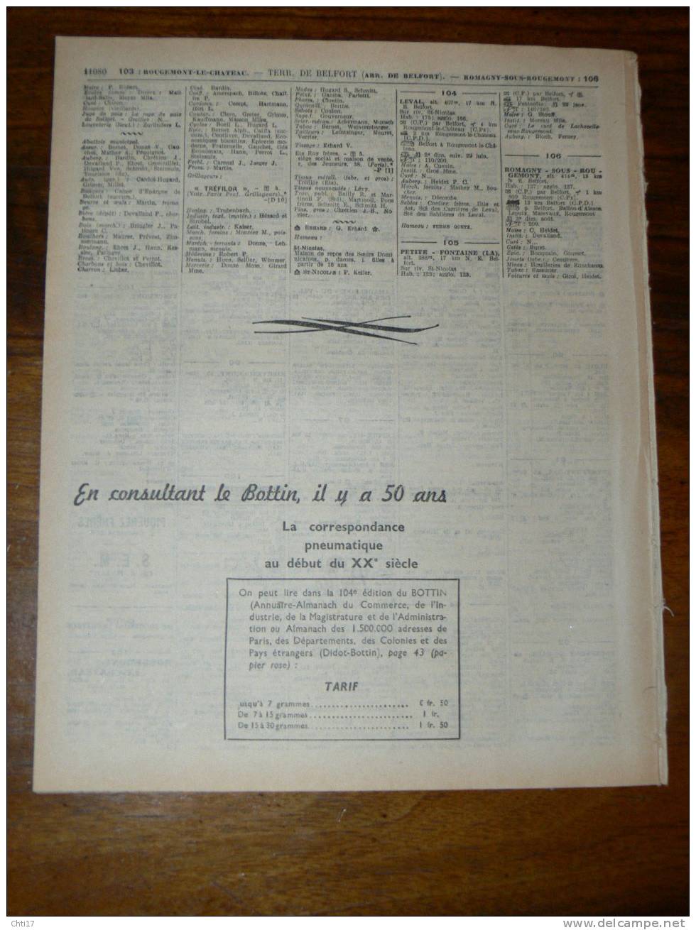 TERRITOIRE DE BELFORT  BELFORT   ANNUAIRE BOTTIN 1951 AVEC COMMERCES ET PARTICULIERS