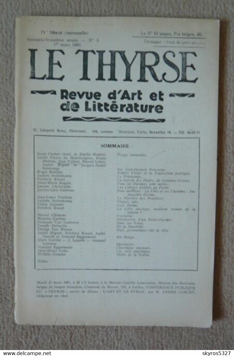 Le Thyrse - Revue D'art Et De Littérature - N° 3 - Auteurs Français