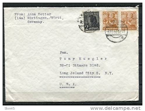 Germany/Allied Occ. 1947 Cover Sent To USA  (MiF) - Other & Unclassified