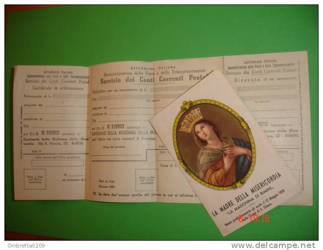 Calendarietto  1954 Con Bollettino Conti Correnti Postali - Pro Santuario MADONNA Di RIMINI - MADRE Della MISERICORDIA - Small : 1941-60