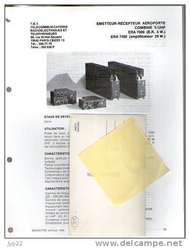 Fiche Marine Nationale Emetteur Récepteur Aéroporté Combiné V/UHF ERA 7000 & 7400 Pour Avion & Hélicoptère - Equipment