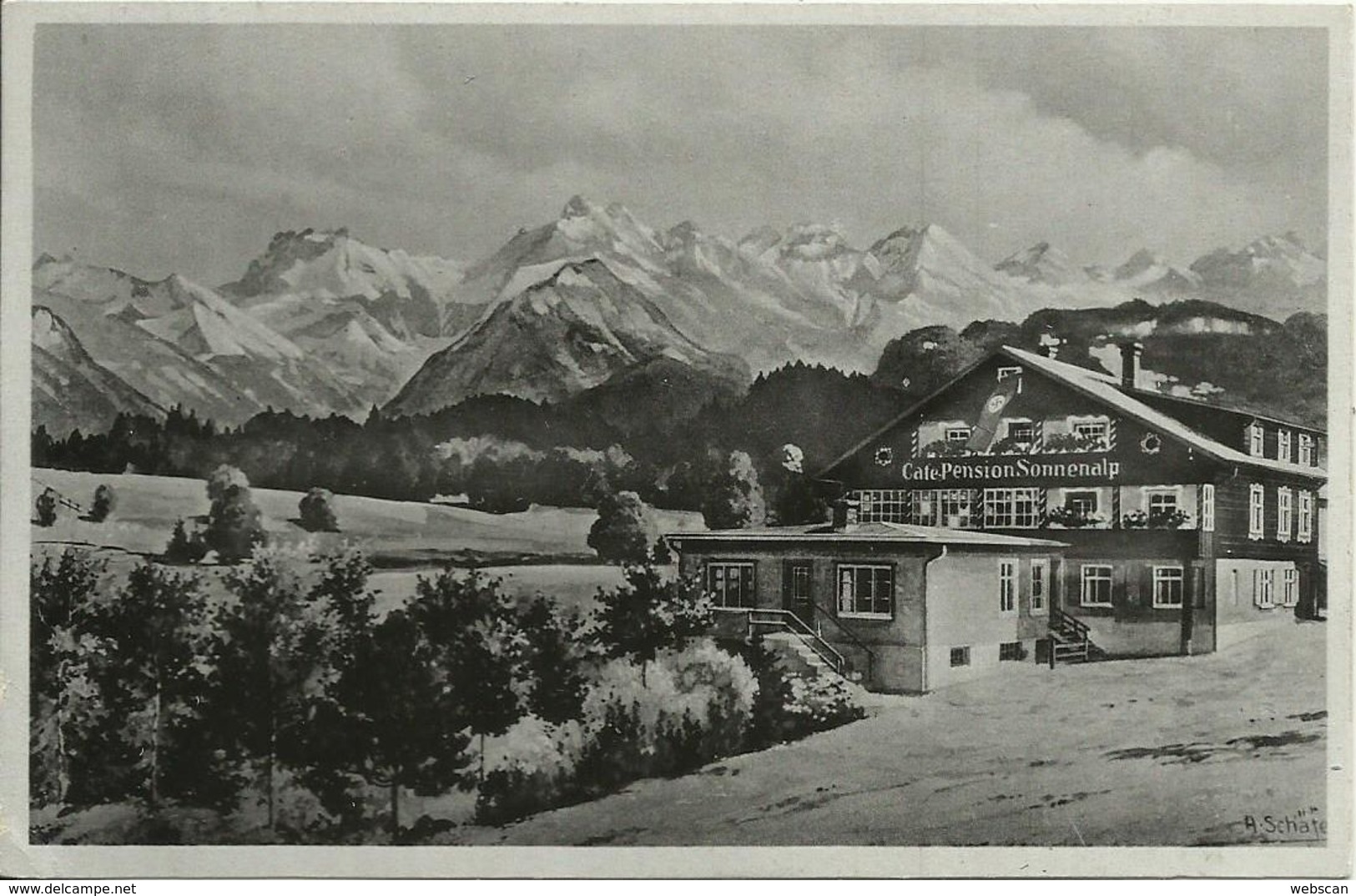 AK Sonthofen Moorbad + Cafe / Pension Sonnenalp 1942 #38 - Sonthofen