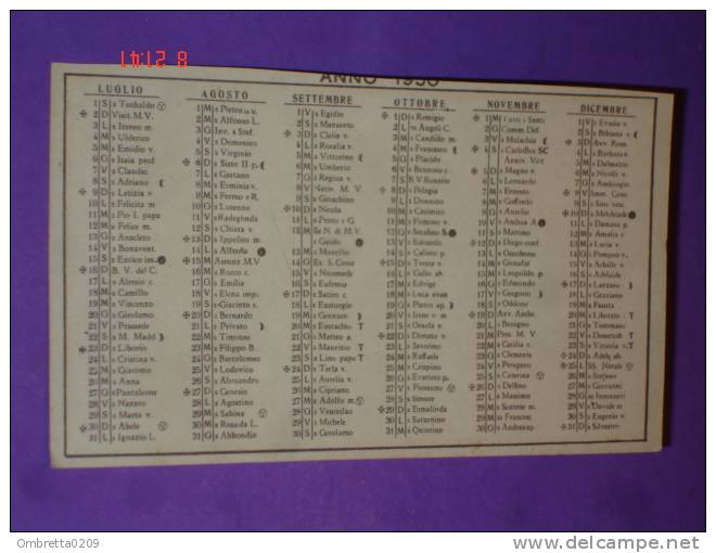 6 Mesi  Calendarietto-semestrino  Anno 195? Data Incompleta - S.RITA Da Cascia - Santino - Petit Format : 1941-60
