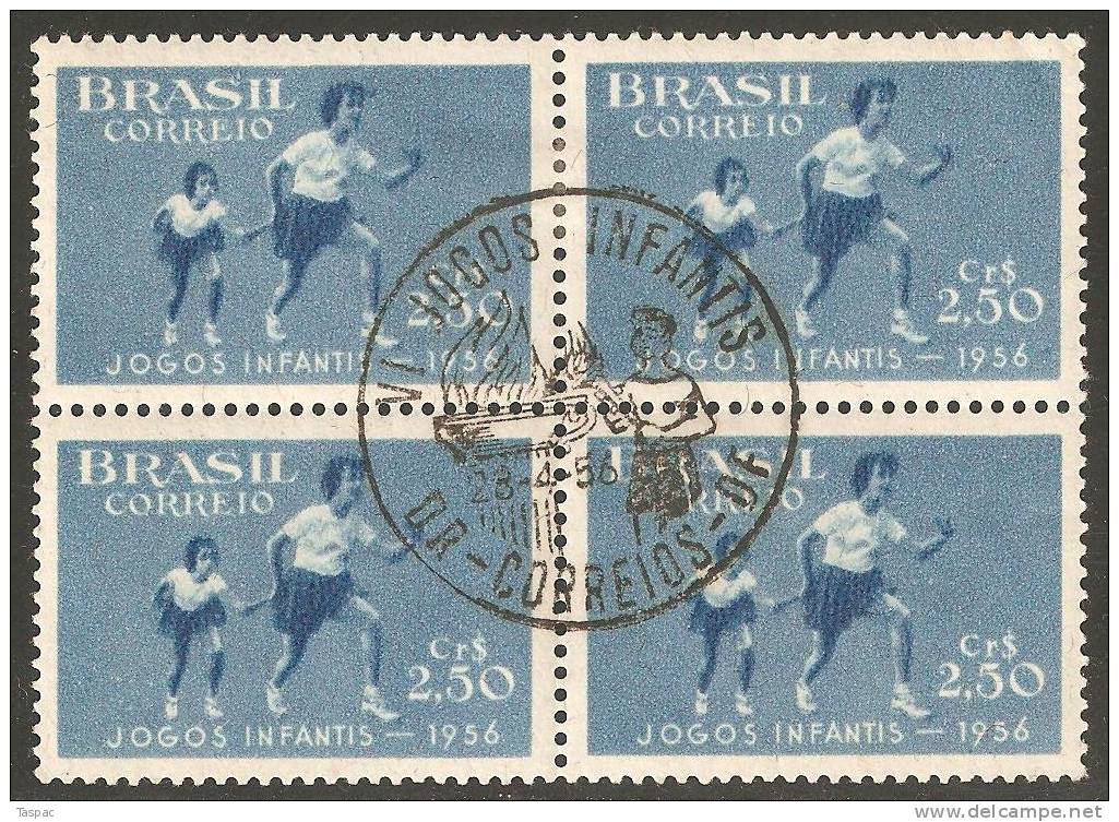 Brazil 1956 Mi# 892 Used - Block Of 4 With Special Cancel - 6th Children’s Games - Used Stamps