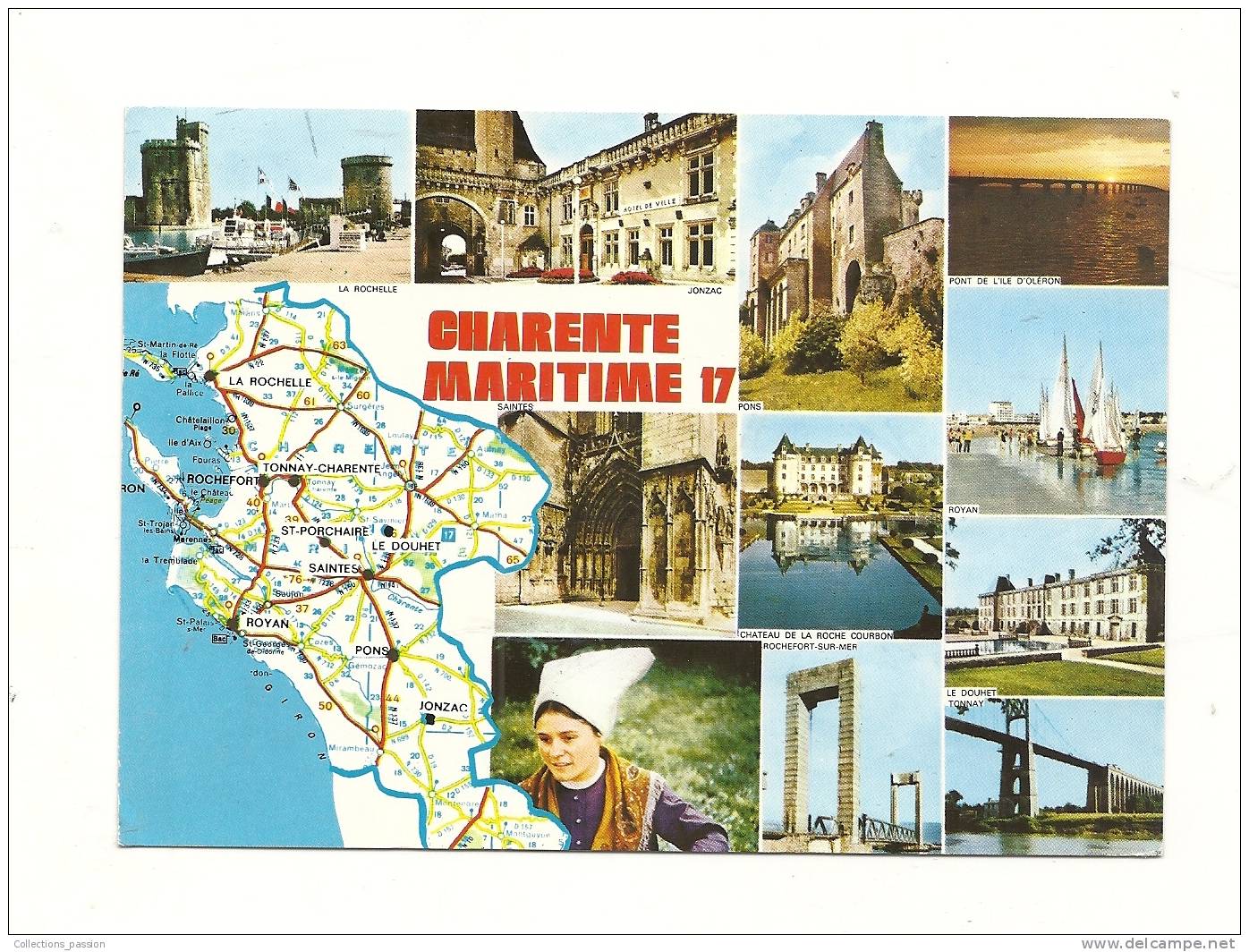 Cp,Carte Géographique, Charente Maritime, Voyagée 1989 - Landkarten