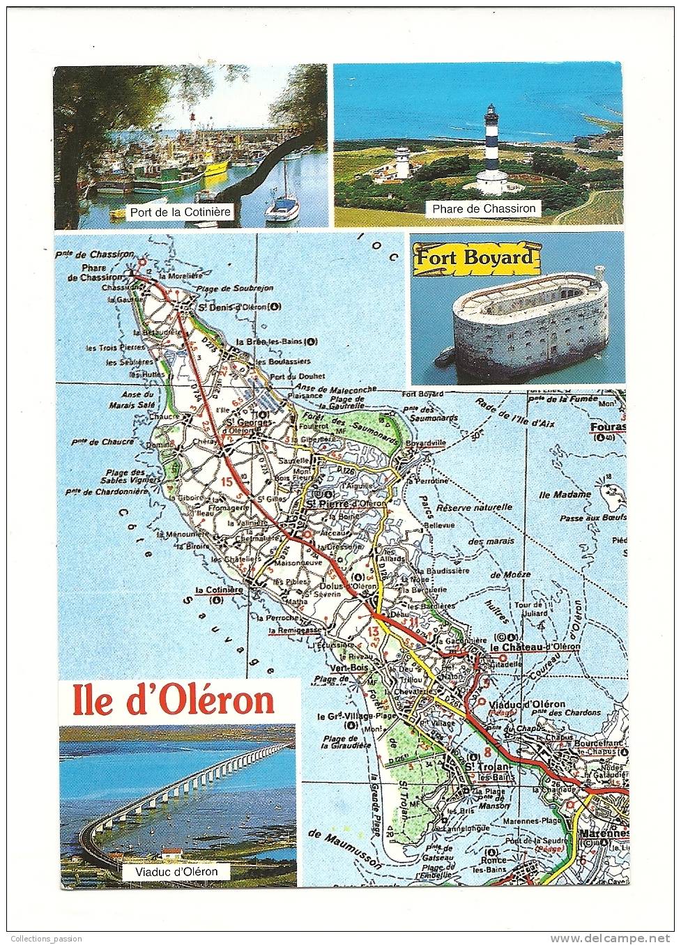 Cp,Carte Géographique, Ile D´Oléron, Voyagée 1999 - Landkarten