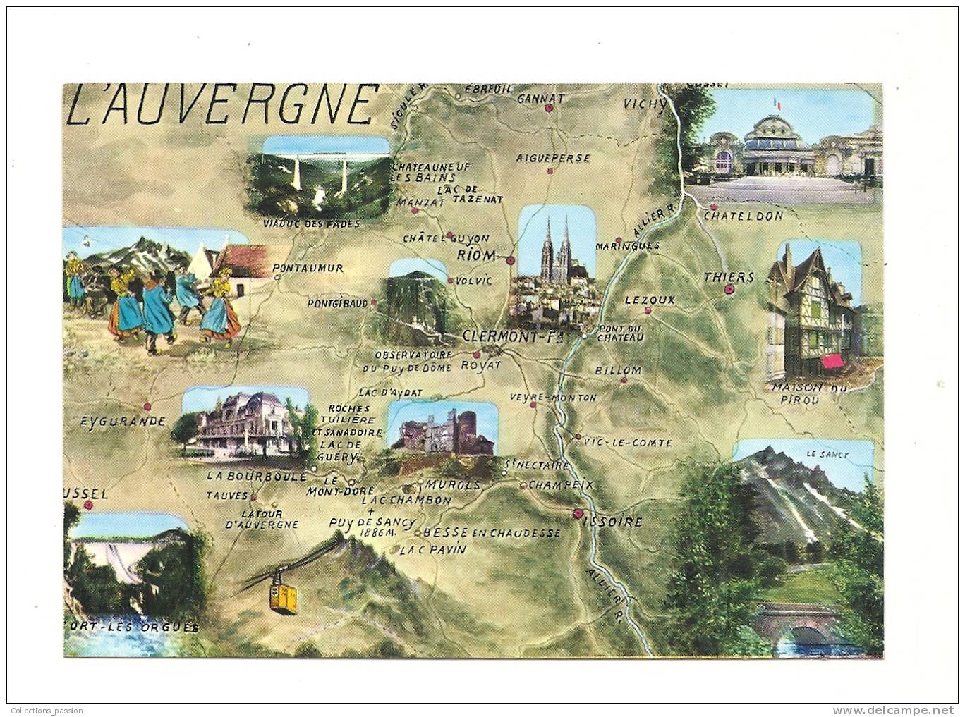 Cp,Carte Géographique, L´Auvergne - Carte Geografiche