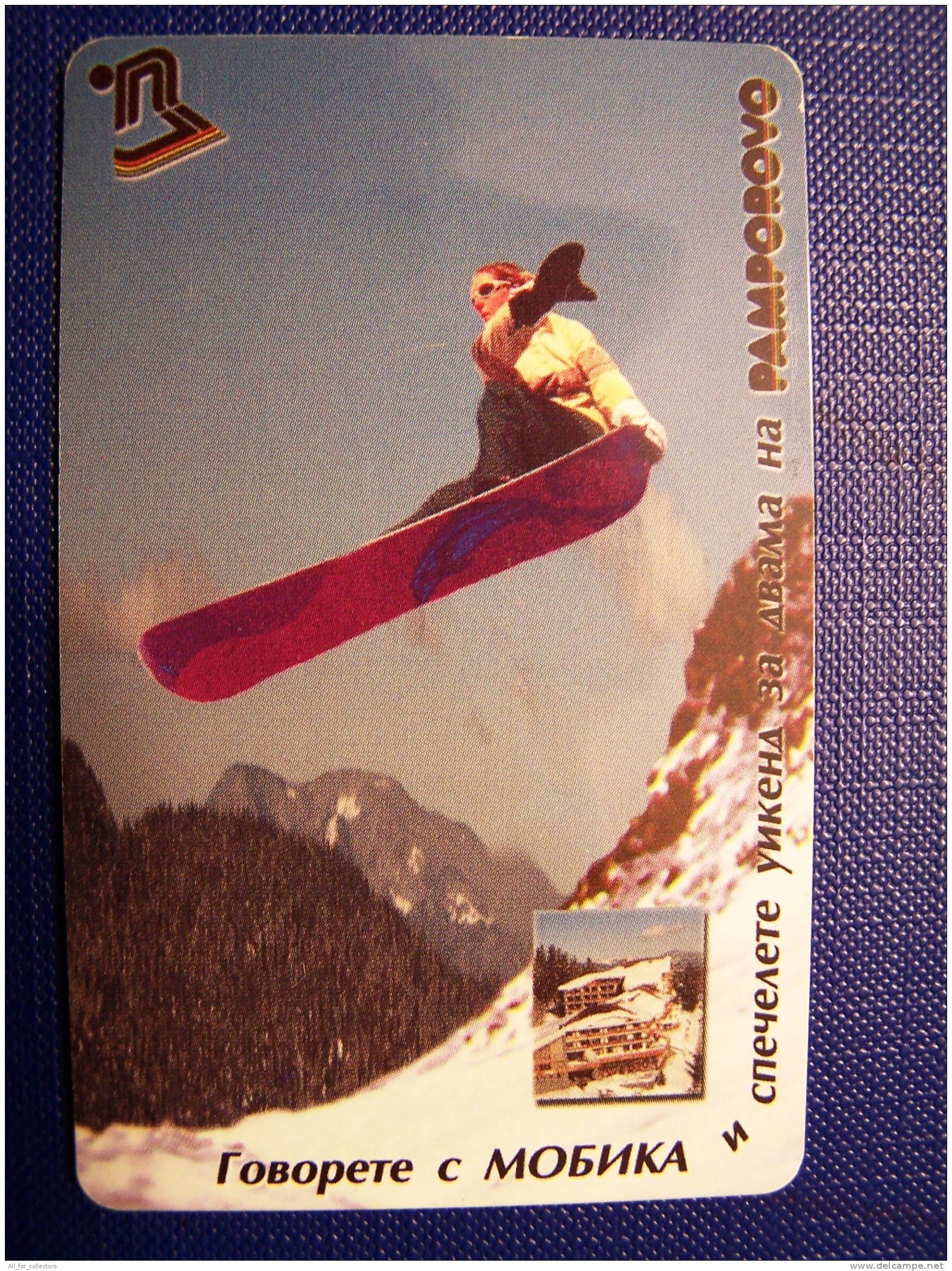 Mountains, Sport, Bulgaria Chip Phone Card, Mobika, Snowboard, - Gebirgslandschaften