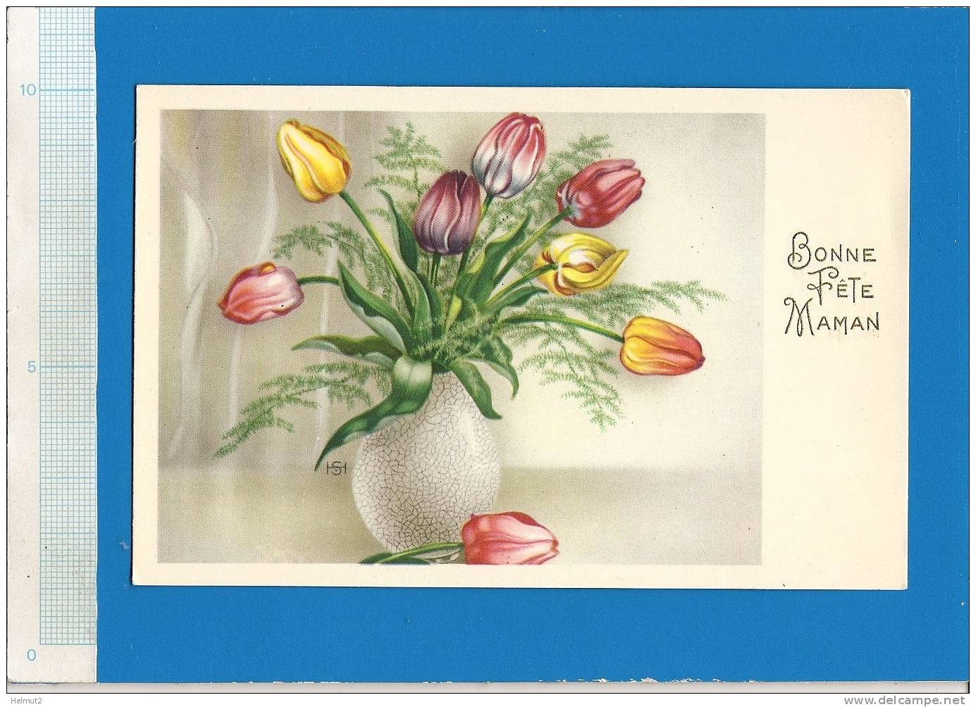CPSM MT296 - BONNE FETE MAMAN - Illustration Bouquet Tulipes (voir Descr Scan) - Ed. ESP Paris N°729 - Non écrite - Día De La Madre