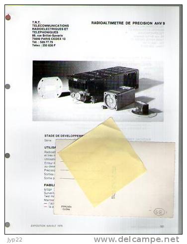 Fiche Marine Nationale Radioaltimètre De Précision AHV 9 - T.R.T. - Equipment