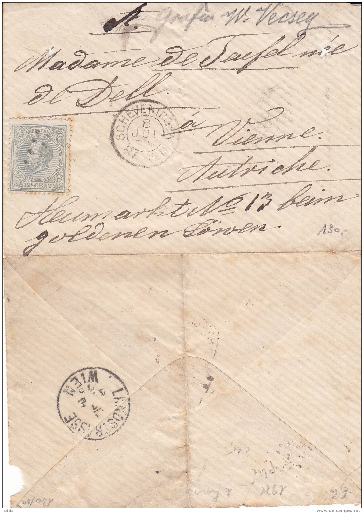 Pays Bas - Lettre De 1875 - Oblitération Scheveningen - Briefe U. Dokumente