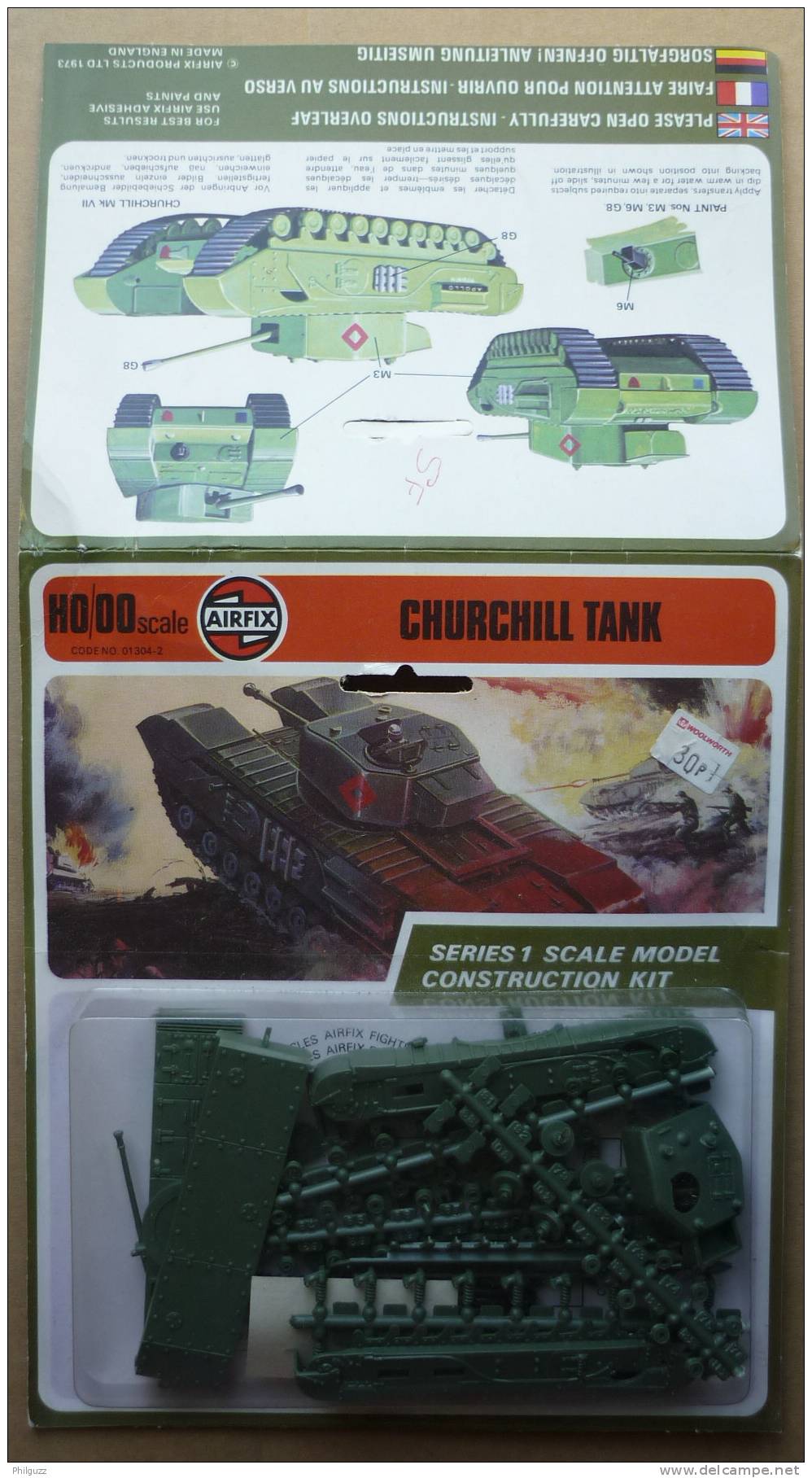 RARE MAQUETTE AIRFIX HO CHURCHILL TANK 1973 FIGURINES WWII - Figurines