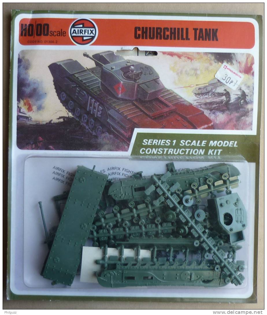 RARE MAQUETTE AIRFIX HO CHURCHILL TANK 1973 FIGURINES WWII - Figurines