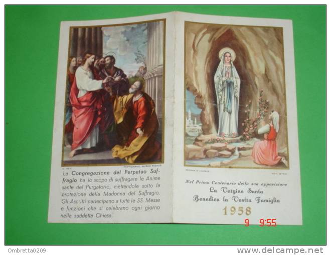 Calendarietto Anno1958-N.S.LOURDES /Gesù,Apostoli-Congregazi One Madonna Perpetuo Suffragio,v.Scipione Ferro Bologna - Petit Format : 1941-60