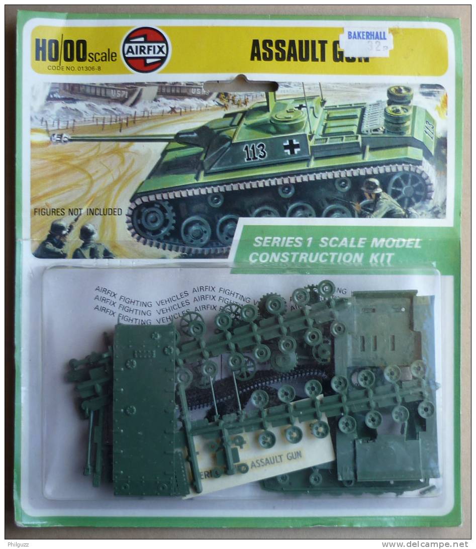 RARE MAQUETTE AIRFIX HO ASSAULT GUN TANK 1973 FIGURINES WWII - Figurines