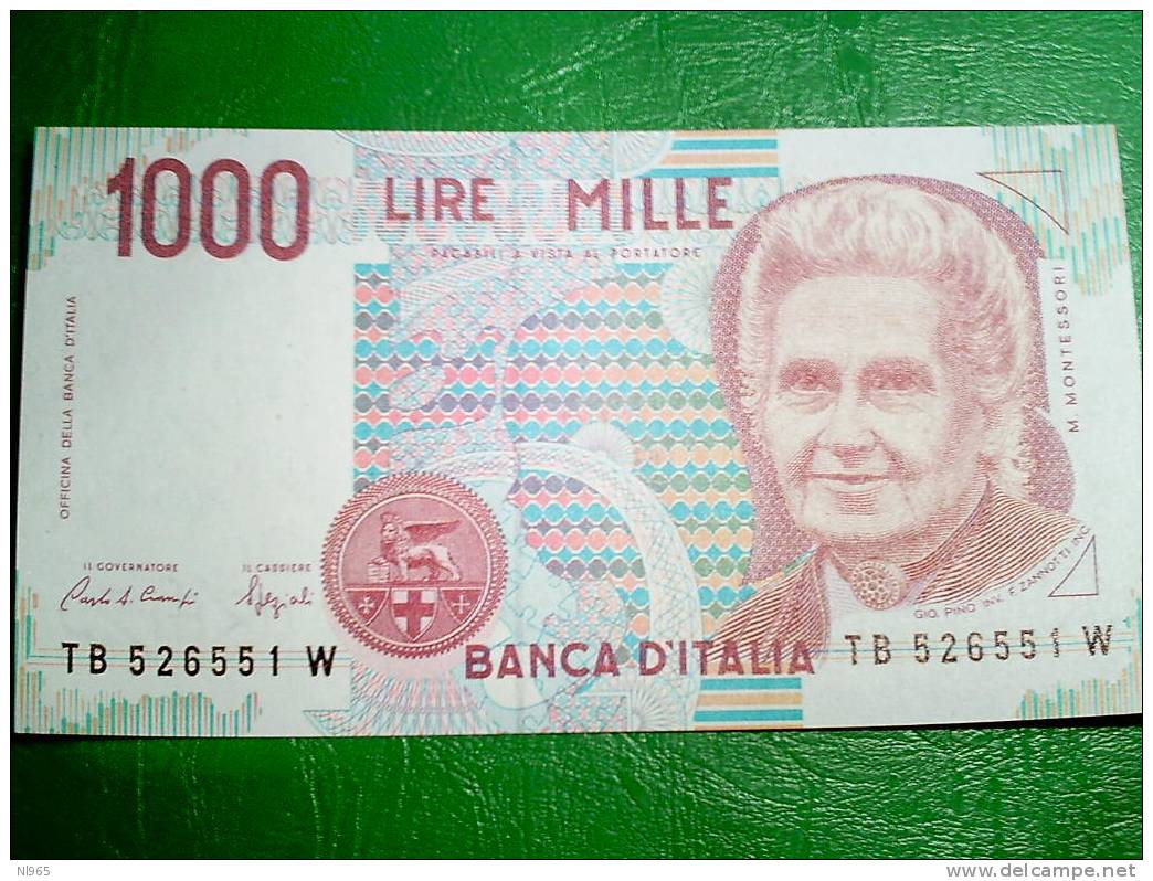 REPUBBLICA ITALIANA -  LIRE MILLE  MONTESSORI 8 DECRETI  - BANCA D´ ITALIA  ANNO 1990/1998 - 1000 Lire