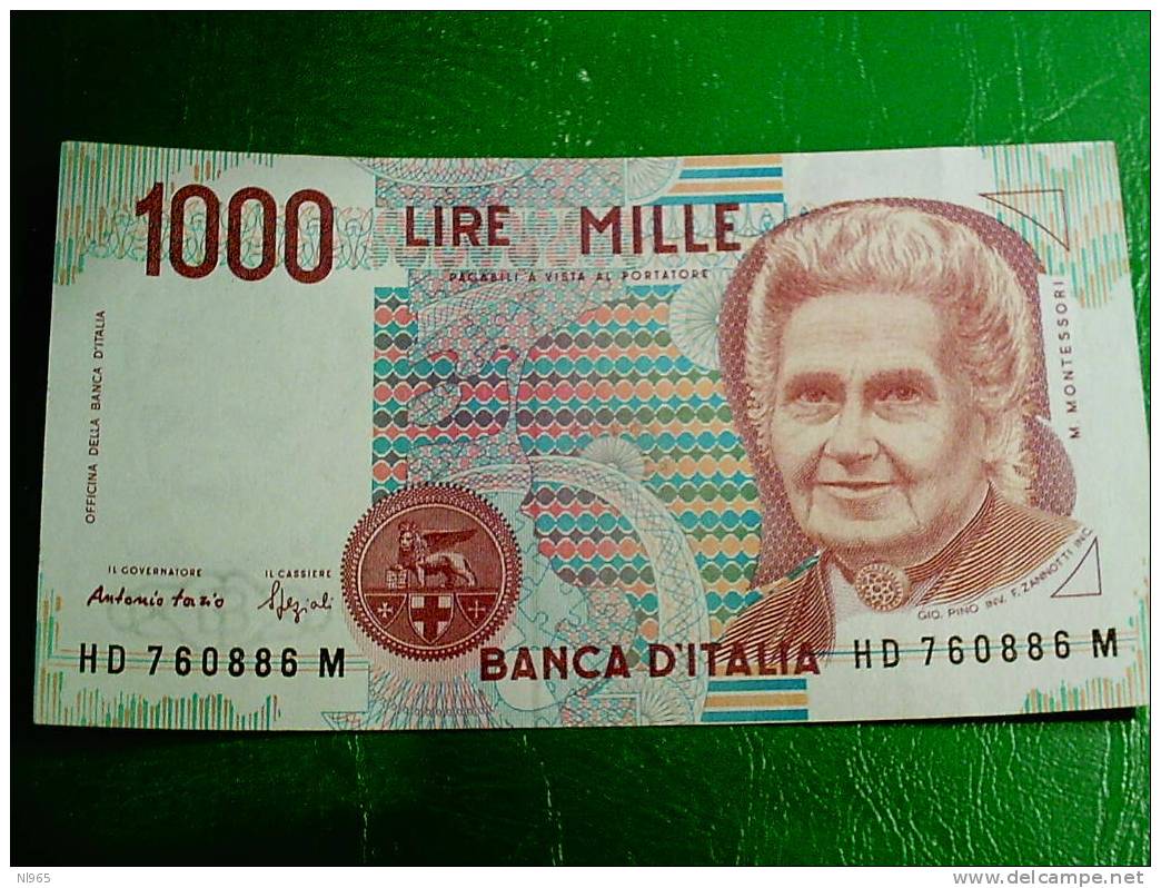 REPUBBLICA ITALIANA -  LIRE MILLE  MONTESSORI 8 DECRETI  - BANCA D´ ITALIA  ANNO 1990/1998 - 1.000 Lire
