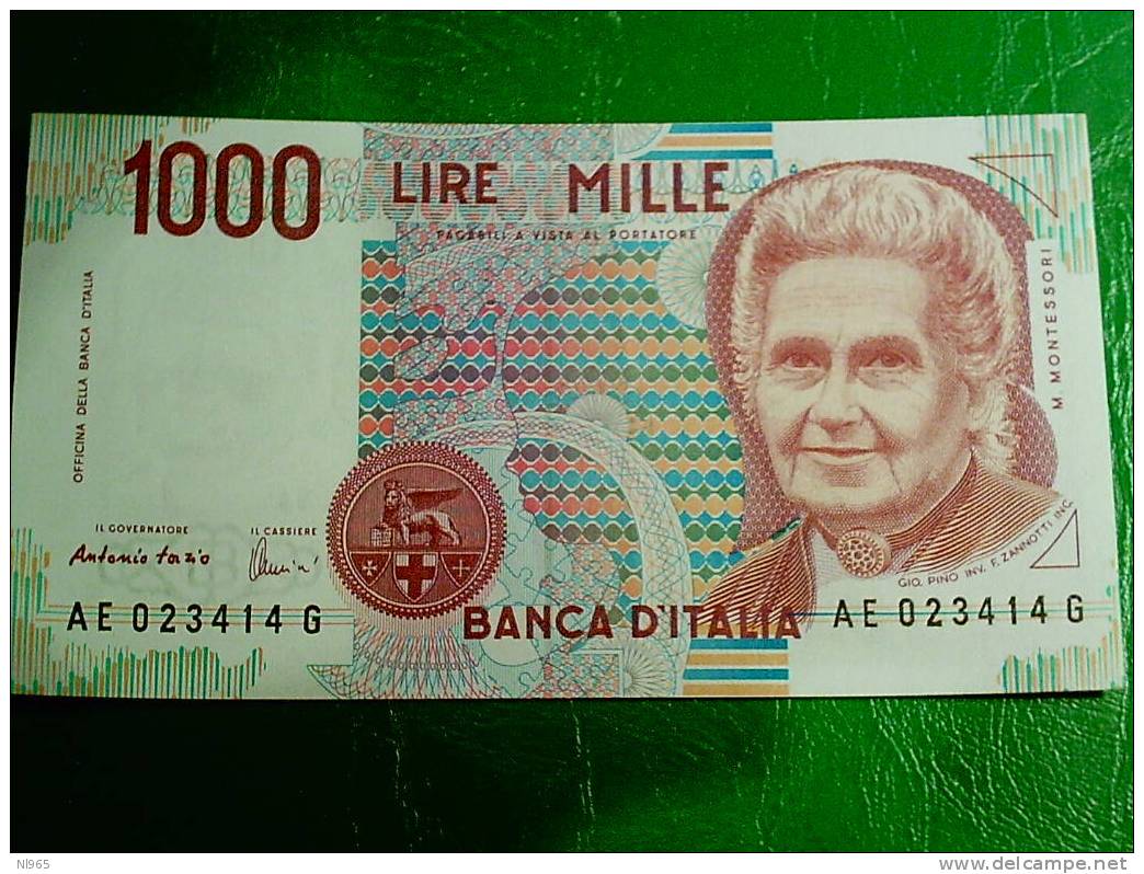 REPUBBLICA ITALIANA -  LIRE MILLE  MONTESSORI 8 DECRETI  - BANCA D´ ITALIA  ANNO 1990/1998 - 1000 Liras