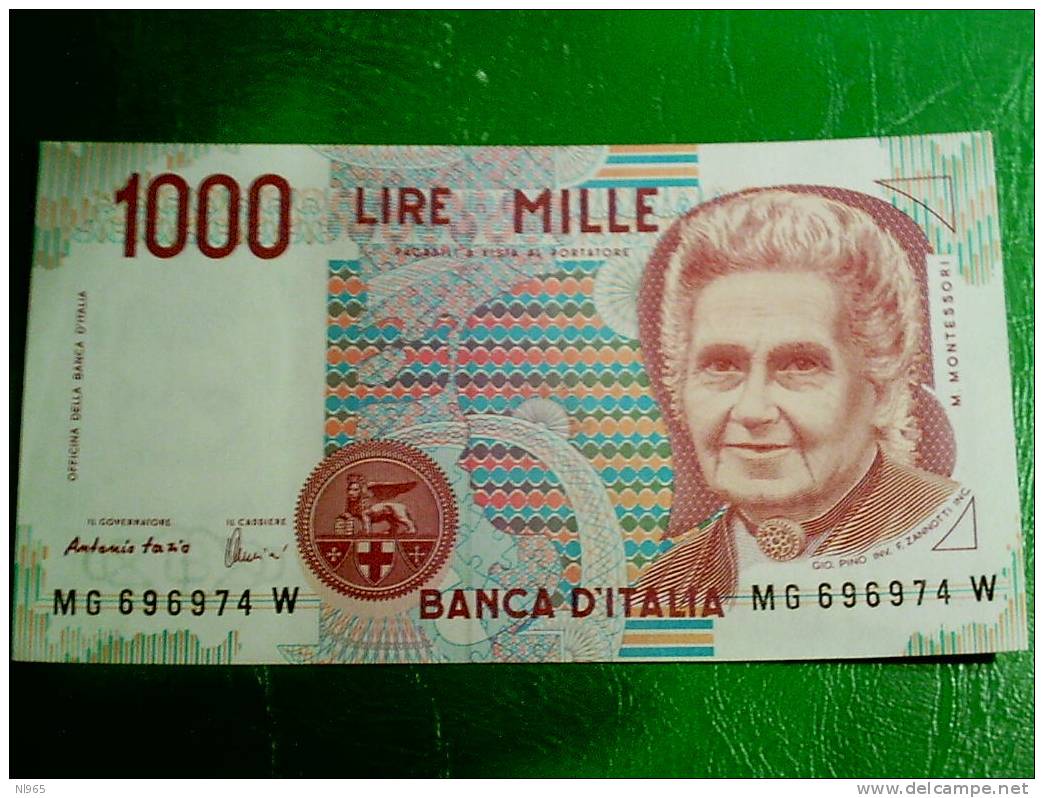 REPUBBLICA ITALIANA -  LIRE MILLE  MONTESSORI 8 DECRETI  - BANCA D´ ITALIA  ANNO 1990/1998