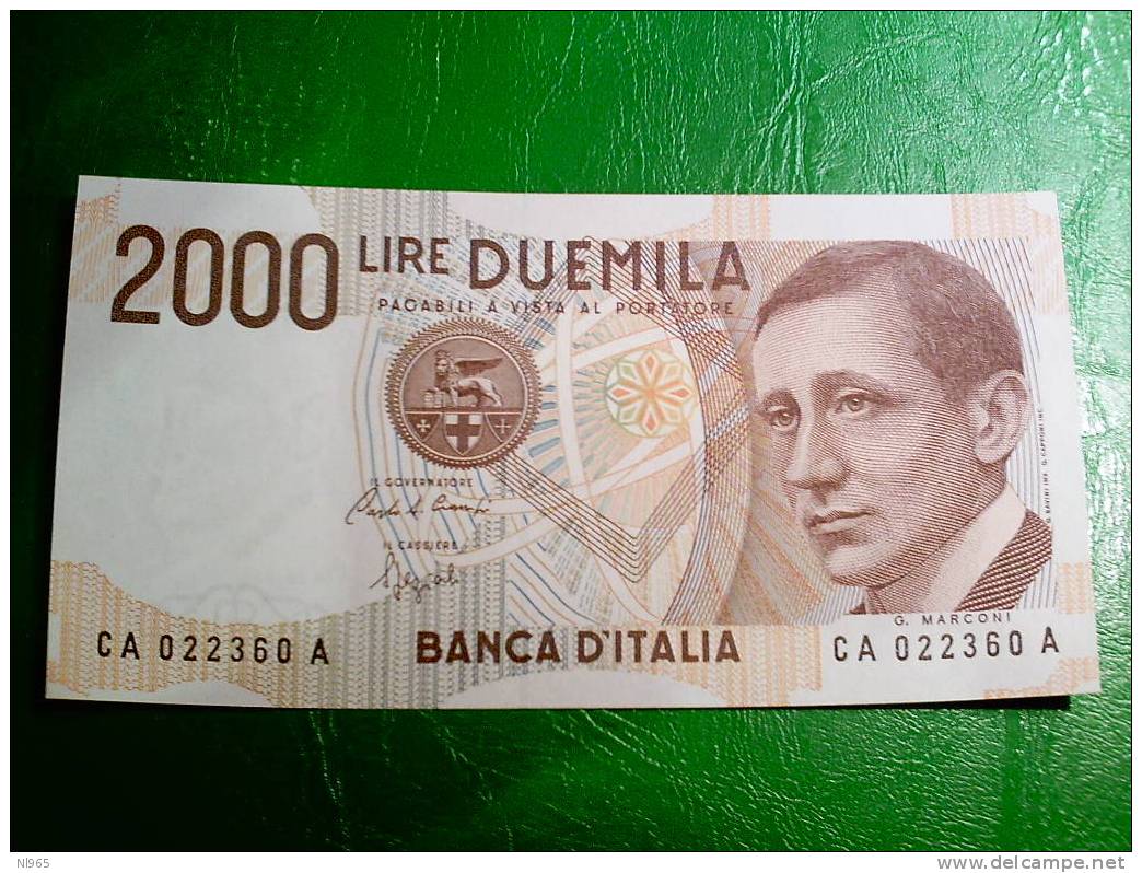 REPUBBLICA ITALIANA -  LIRE DUEMILA  GUGLIELMO MARCONI   BANCA D´ ITALIA  ANNO 24/10/1990 - 2000 Liras