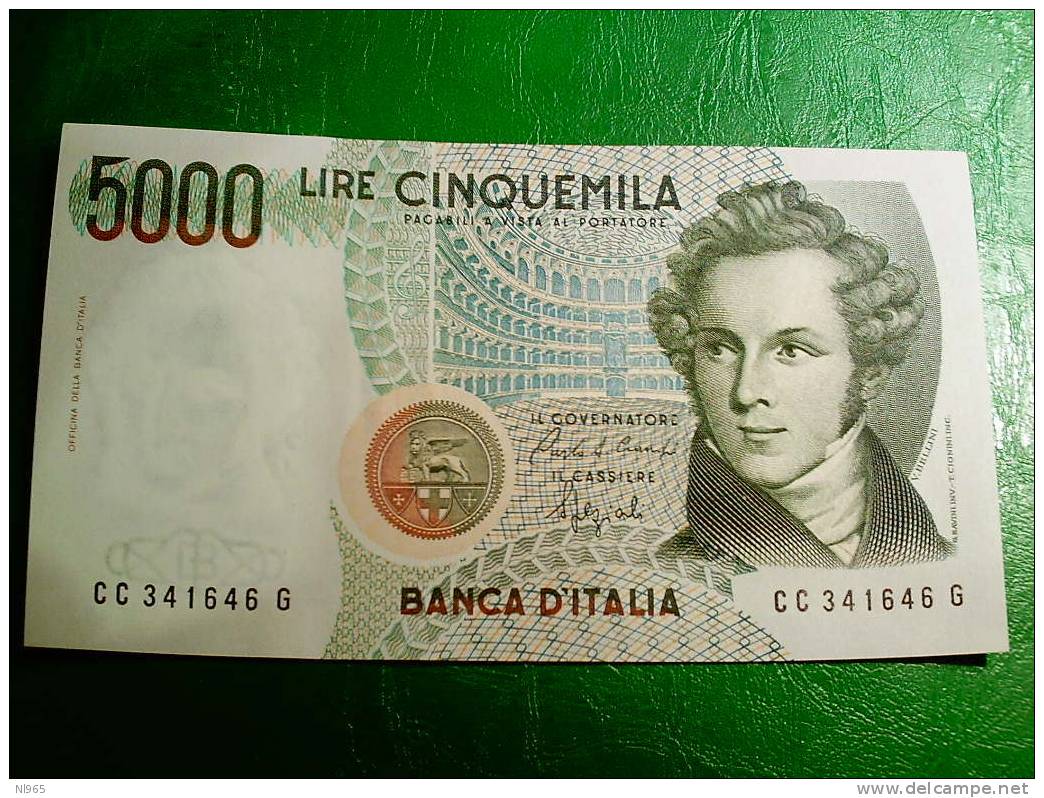 REPUBBLICA ITALIANA -  LIRE CINQUEMILA  GUGLIELMO VINCENZO BELLINI BANCA D´ ITALIA  ANNO 10/09/1992 - 5000 Liras