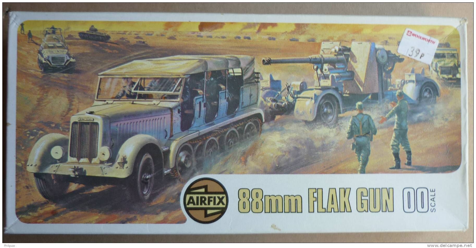 RARE MAQUETTE AIRFIX HO BOITE 88 Mm FLAK GUN & TRACTOR 1973 FIGURINE WWII - Small Figures