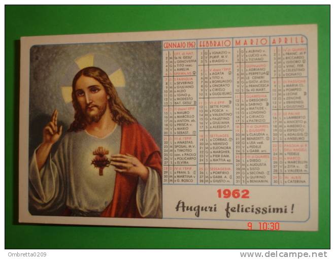 Calendarietto Anno1962 - Omaggio Ai Benefattori "Casa Del Sacro Cuore Di TRENTO" Santino A.L.M.A. - Petit Format : 1961-70