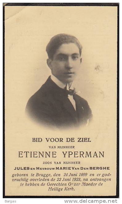 Mortuaire Photo Etienne Yperman - Van Den Berghe Bruges - Autres & Non Classés