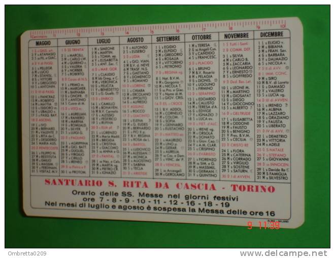 Calendarietto Anno1980  - S.RITA Da Cascia - Santuario V.Vernazza A TORINO  - Santino / Plastificato - Klein Formaat: 1971-80
