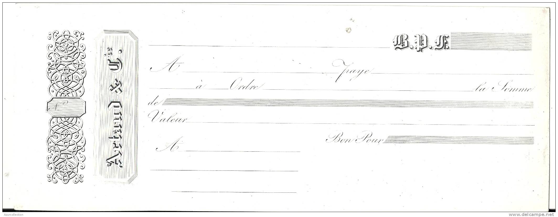 CARTE PORCELAINE. CHEQUE   .SPECIMEN STERN - Bills Of Exchange